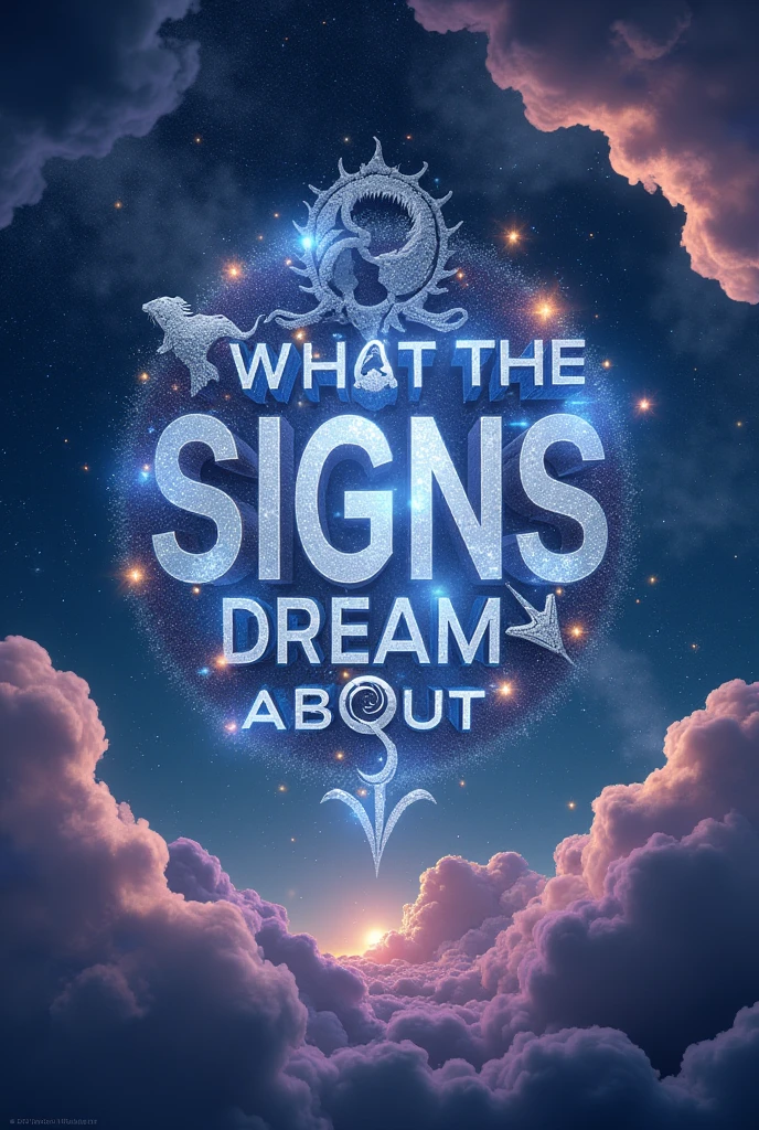 
1. **Phrase Text**: Write the sentence "See what the signs dream about" with a typography that refers to the cosmos, like fonts with stars or glow effects. The text color can be a combination of light blue and silver, to contrast with the background and highlight the sentence.

2. **Background and Style**: Create a space background with a nebula-rich galactic landscape, twinkling stars and constellations. Use a color palette that includes deep blue hues, purple, and touches of pink and gold for a vibrant and enchanting look.

3. **Additional Elements**: Add icons or symbols of the astrological signs floating in the space around the phrase, as if they were dreaming. You can incorporate representative elements of each sign, as ethereal fish to Pisces, bright lions for Leo, and so on. Symbols can be surrounded by sparkles and light effects to emphasize the idea of dreams and imagination..

4. **Texture and Effects**: Use stardust textures and subtle sparkles to create a sense of depth and magic. Add soft light effects and halos around elements and text to give it an ethereal, dreamy feel.