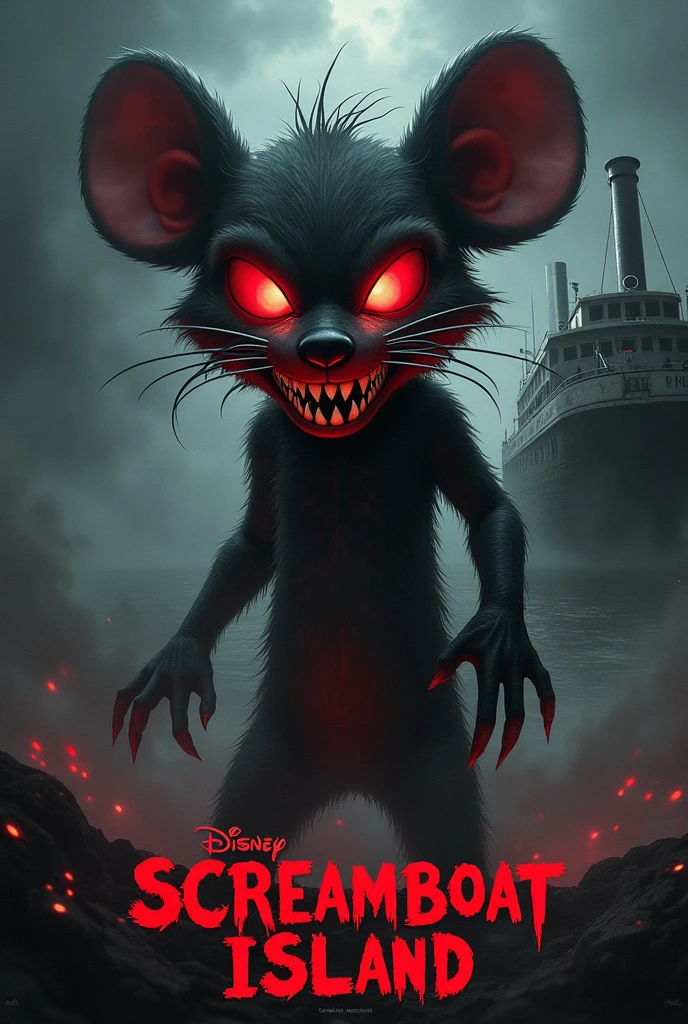 Screamboat Island steamboat Willie rat horror movie poster