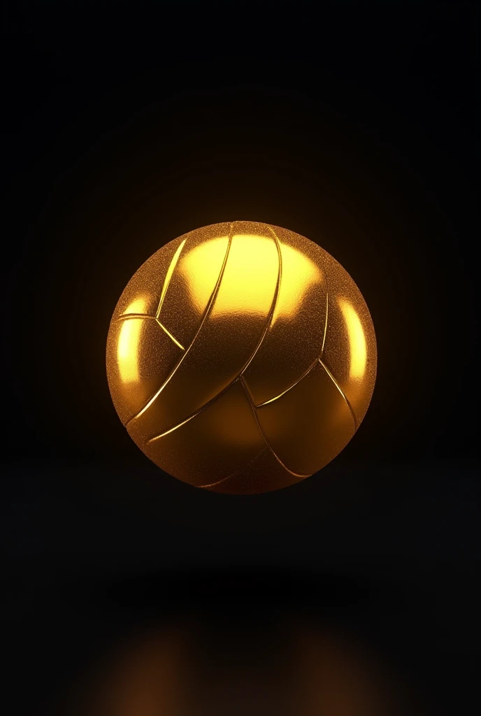 a golden volleyball with a black background