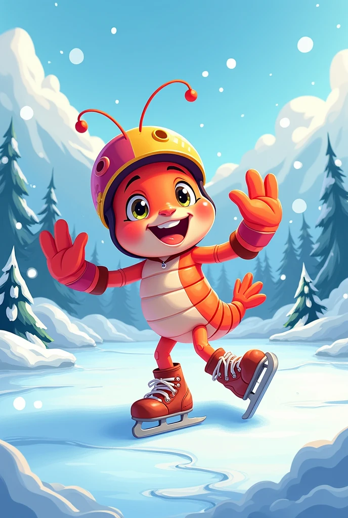 A cartoon skating shrimp