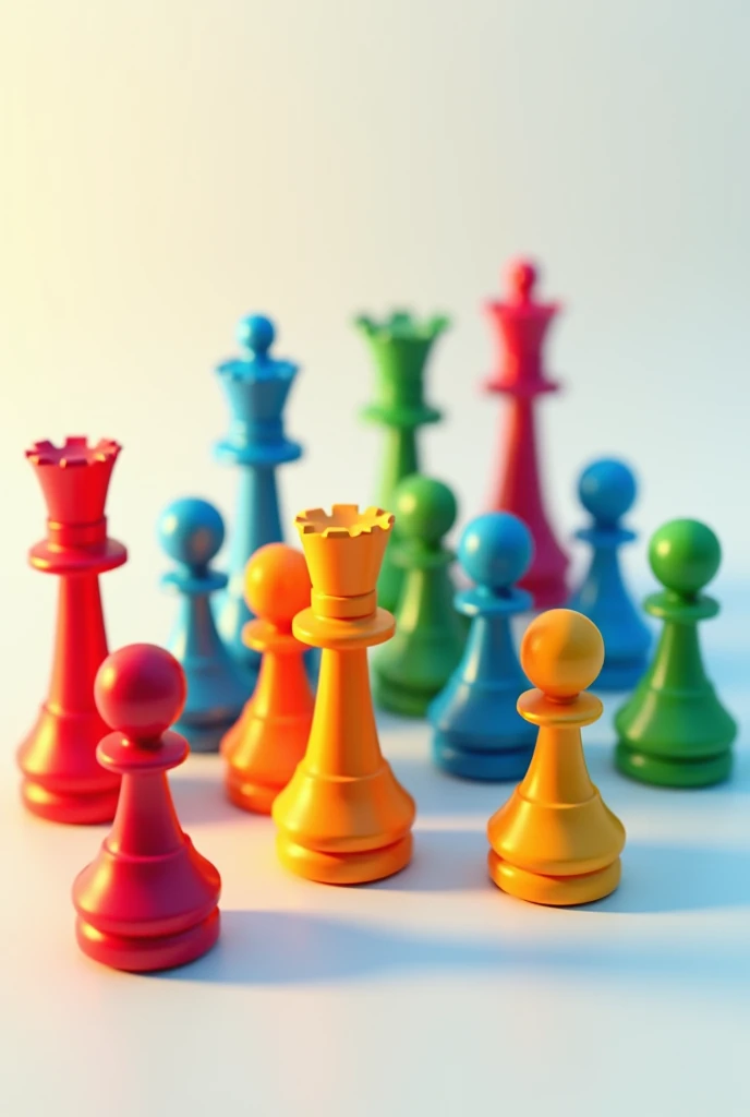 Business organization scheme with 3D color pawn-like figures