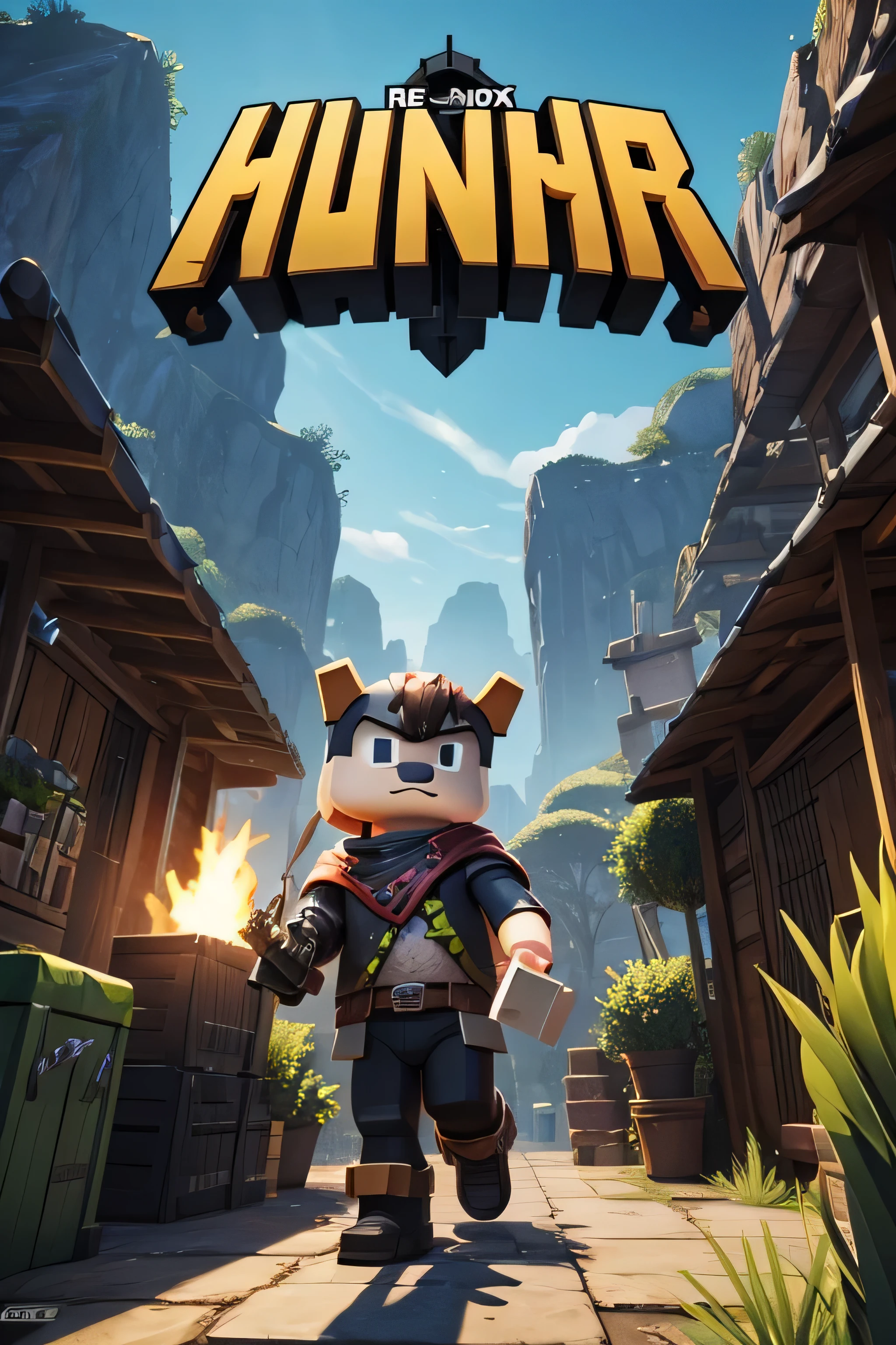Make an image of a Roblox game cover about hunter, just the cover for me.