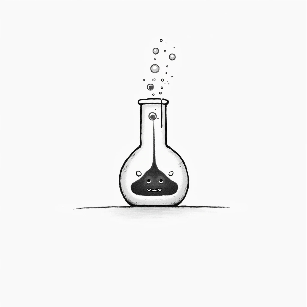 Minimalist and simple drawing of anatomy and chemistry in black and white