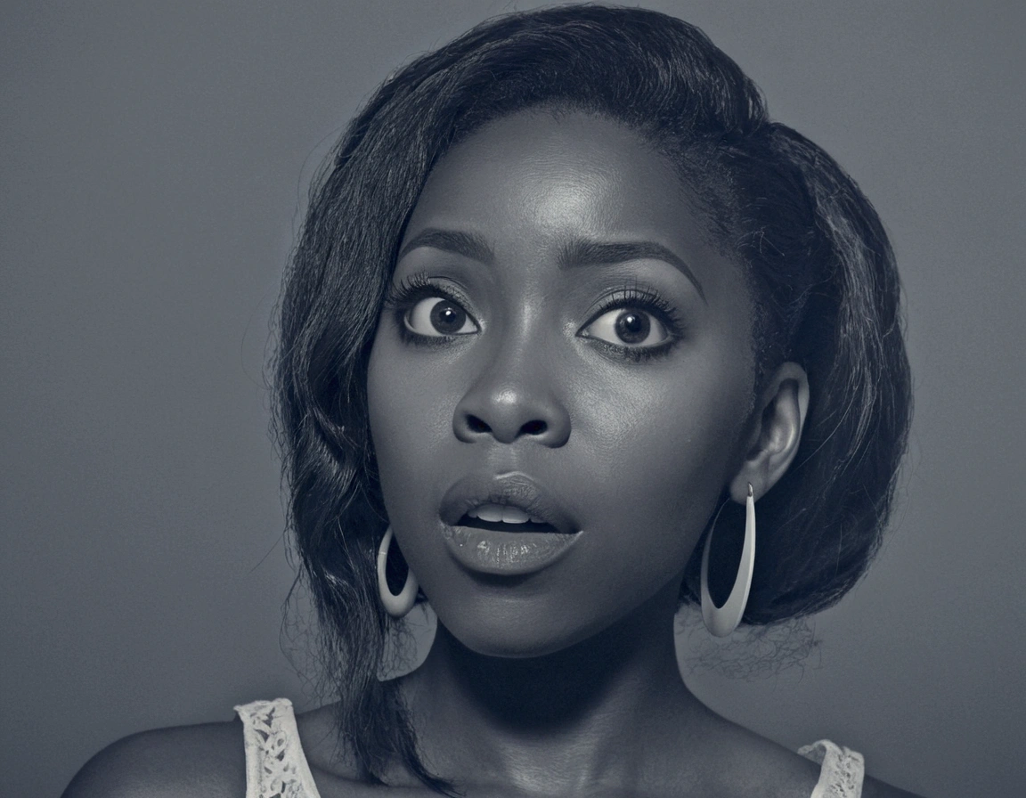 A surprised Black woman, manga style