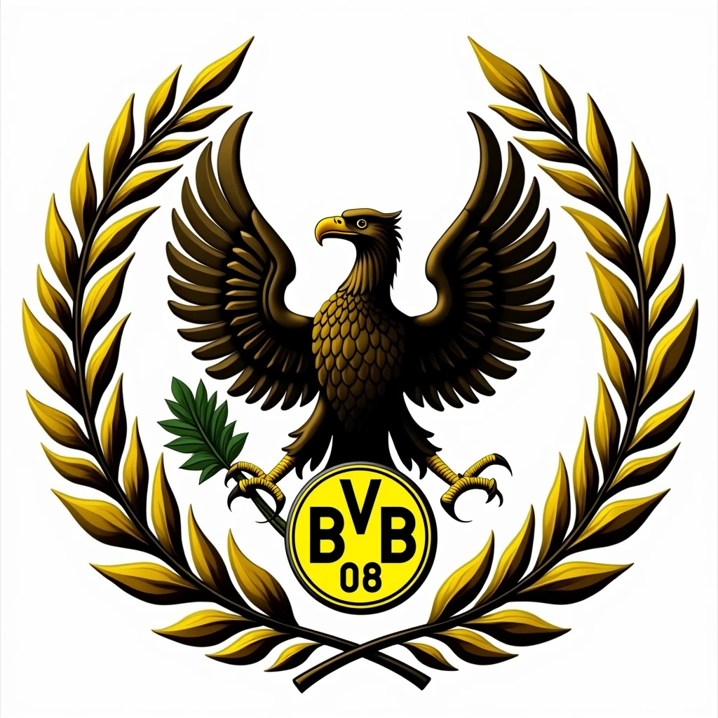 Laurel wreath with federal eagle and Borussia Dortmund crest