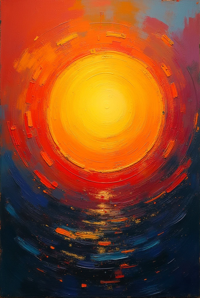 An abstract painting of the sun