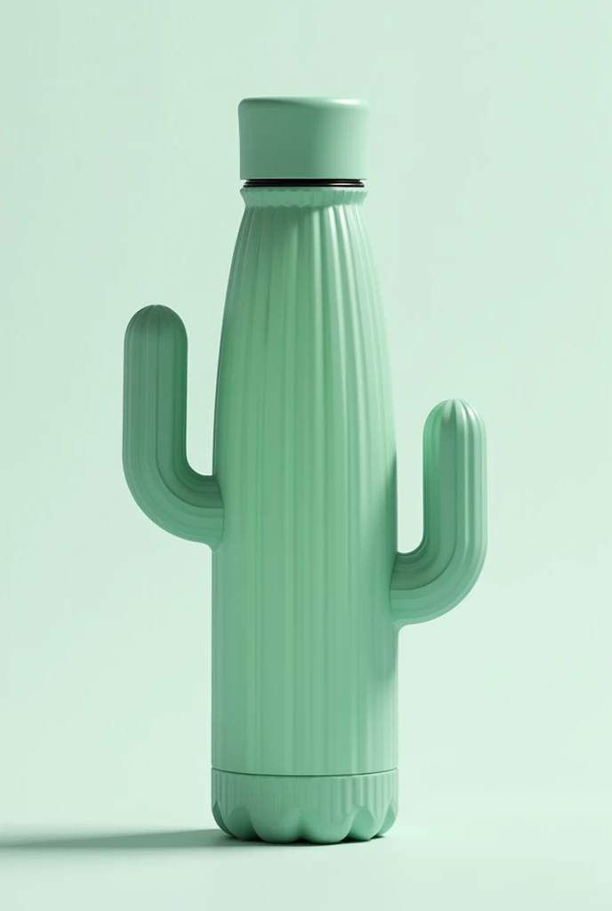 I need you to create a classic water bottle from shop but it need to be in shape of cactus yk clear plastic water bottle just in cactus shape no text