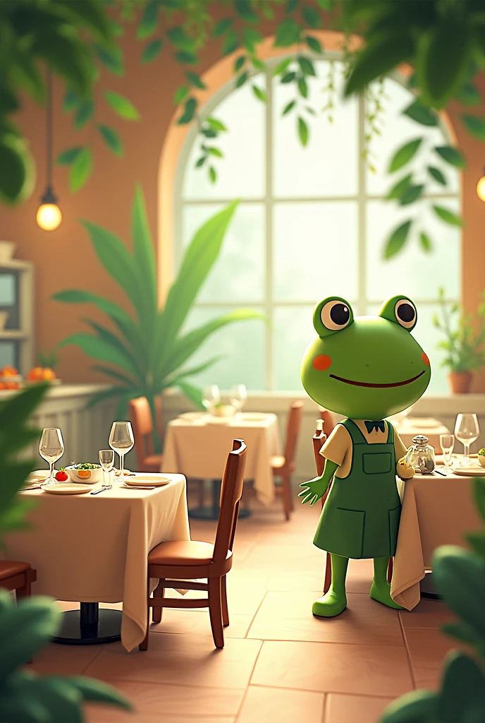 Dall-e create a written image "Restaurante frogg" in a very soft way