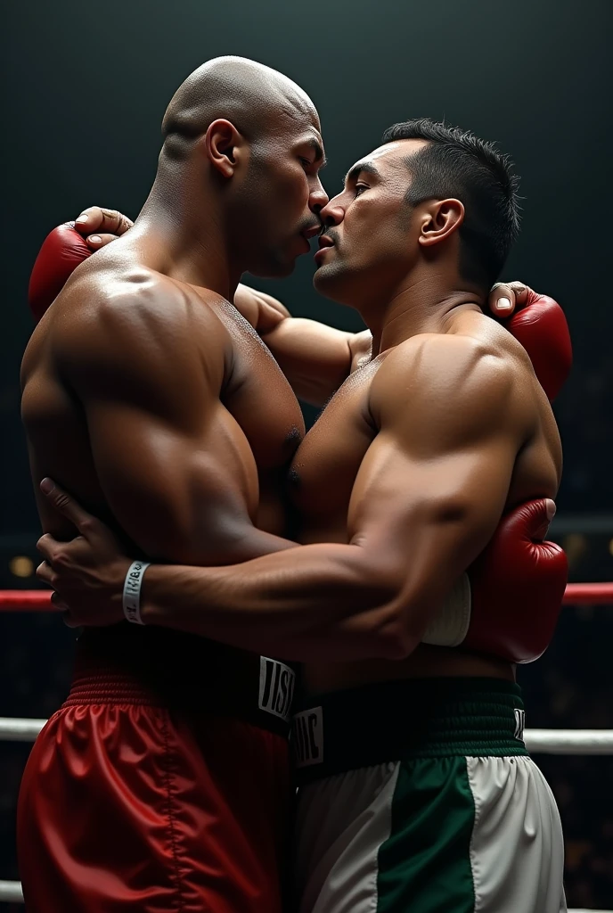 Mike Tyson kissing Juan Manuel marquez