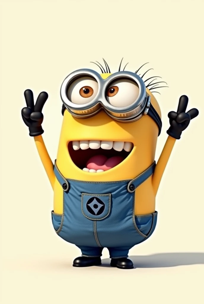 Crie uma imagem de um minion sorrindo e fazendo assim โ๐ป e fechando os olhos