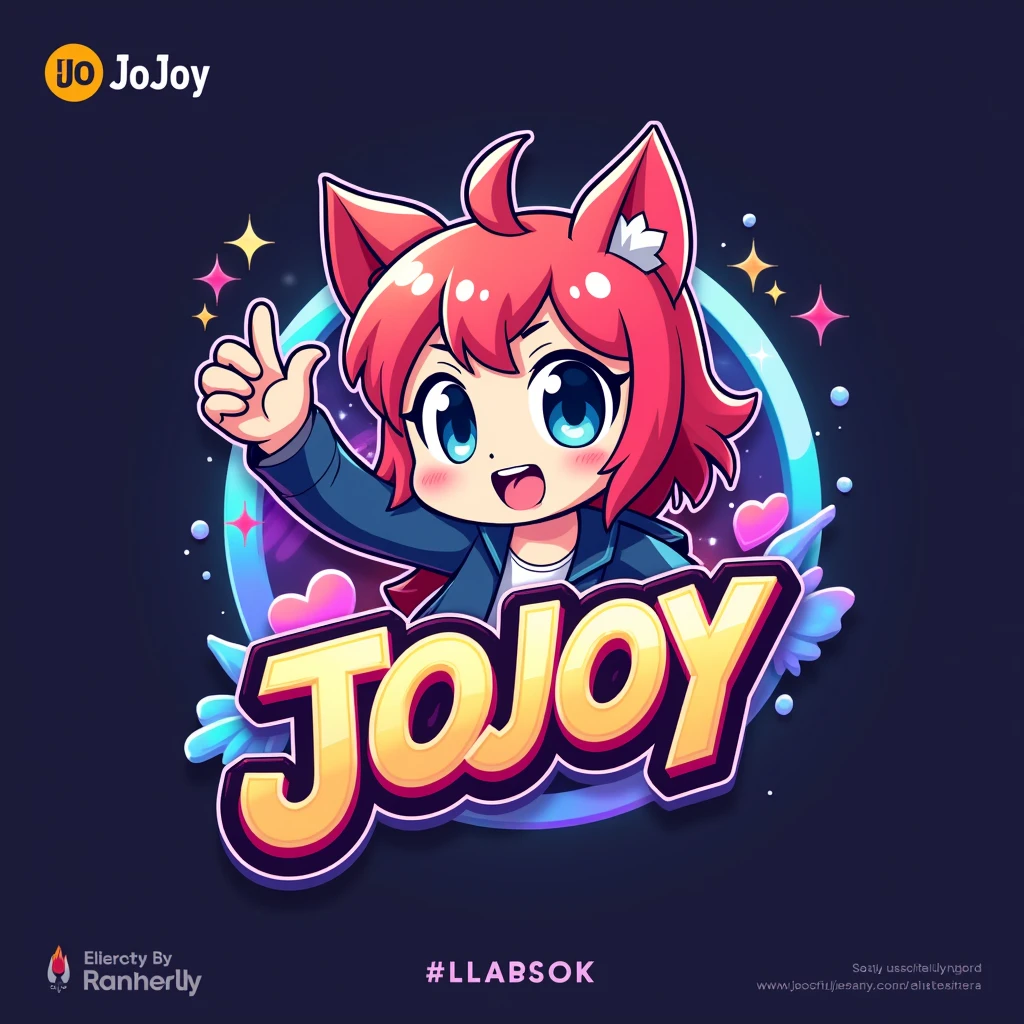 arp and precise details, visually striking, impactful visual design, powerful and memorable, vibrant,playful, versatile and scalable, brand name Jojoy, seamless integration, evocative and compelling, dynamic composition, anime style