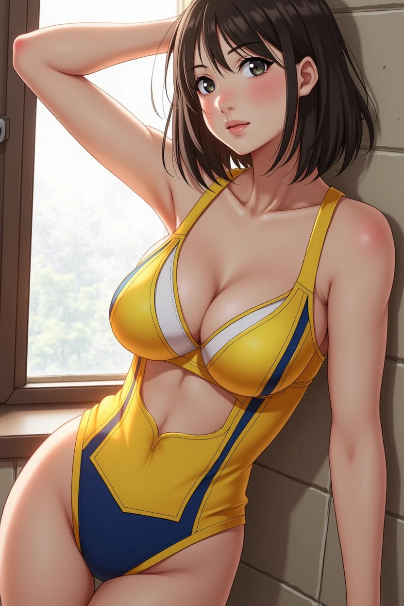 Pay attention to the cute high school girl's face、Rhythmic Gymnastics Uniform。