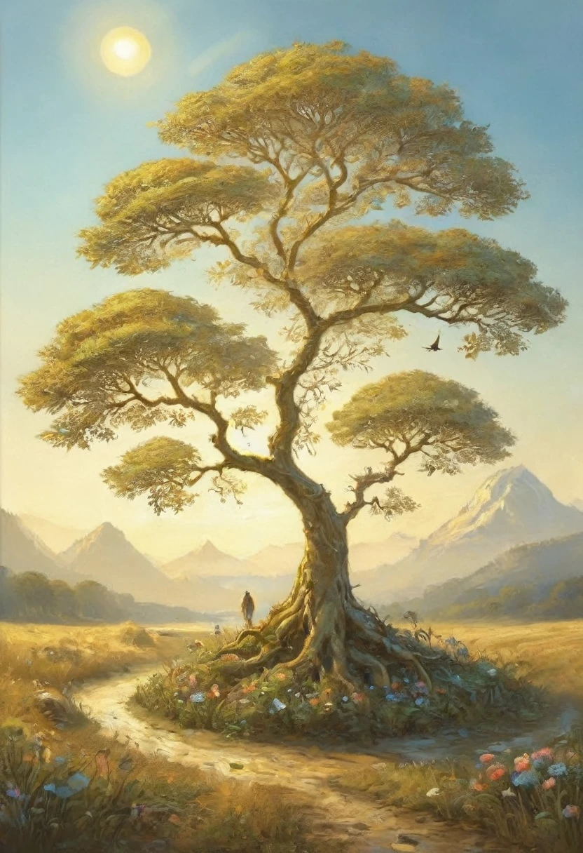 (Evolution of life)、Fibonacci、the golden ratio、melted wax、Visible brush strokes、3D tessellation wireframe、neural graphic、neurons、The Tree of Life、Farbe、tenderness、passion、The ultra -The high-definition、8K UHD、masterpiece