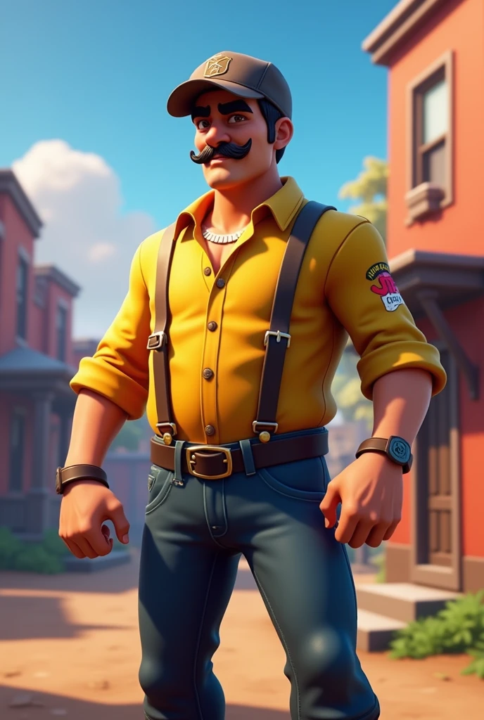 Give me a concept of a Don Ramon skin (from the Mexican comedy series Chavo del 8) in fortnite with the same style that fortnite has 