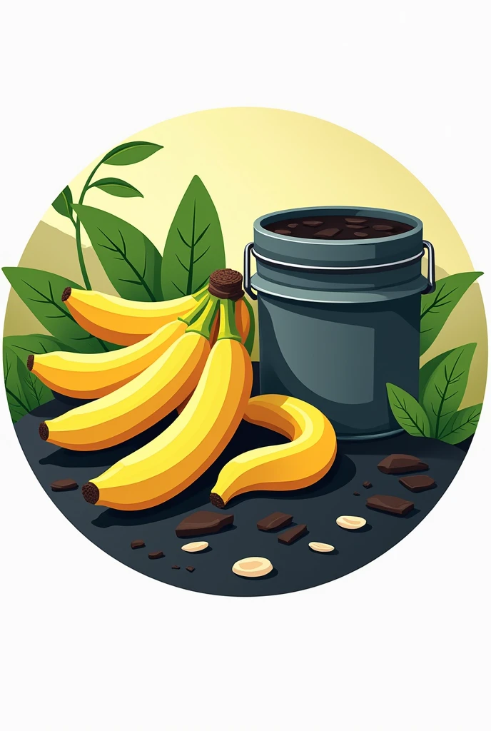 Eco-asphalt Circular Logo .
It has to do with the elaboration of ecological icing from banana peels.. Place the image of bananas with a tar container that gives the impression of being environmentally friendly