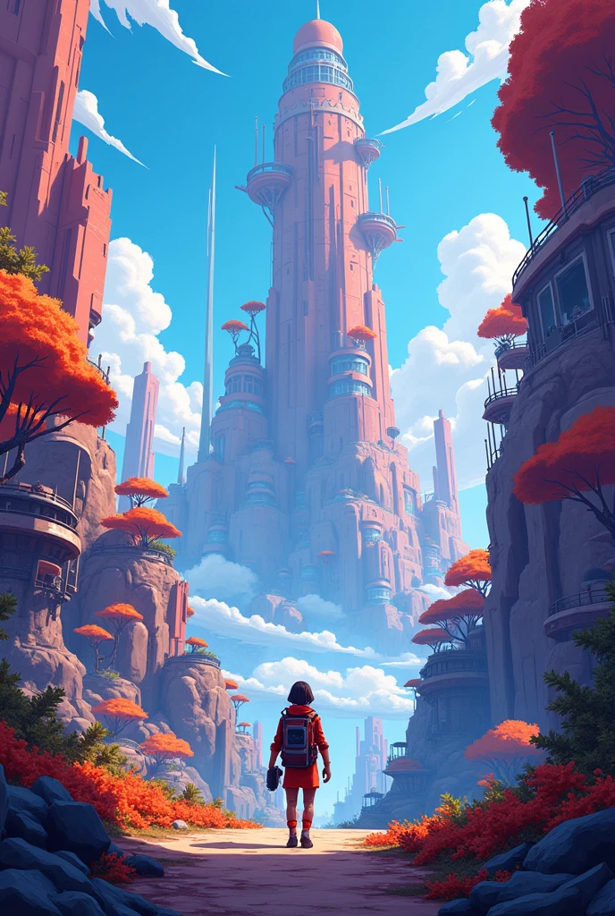 I want a banner for my YouTube channel about games that is well-made and in a cartoon style that has to do with games and that is not childish and that does not have random children in the image and that does not have any kind of being in the image I don't want even humans or animals or robots or anything. And let it be in a scenario that takes place in some game and that does not have controls in the image in a landscape that takes place in the game Horizon Forbidden West