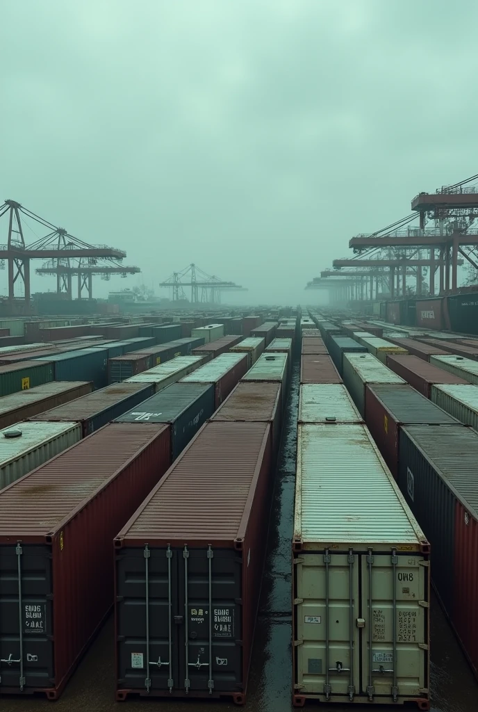 Generate an image depicting a shortage of shipping containers.