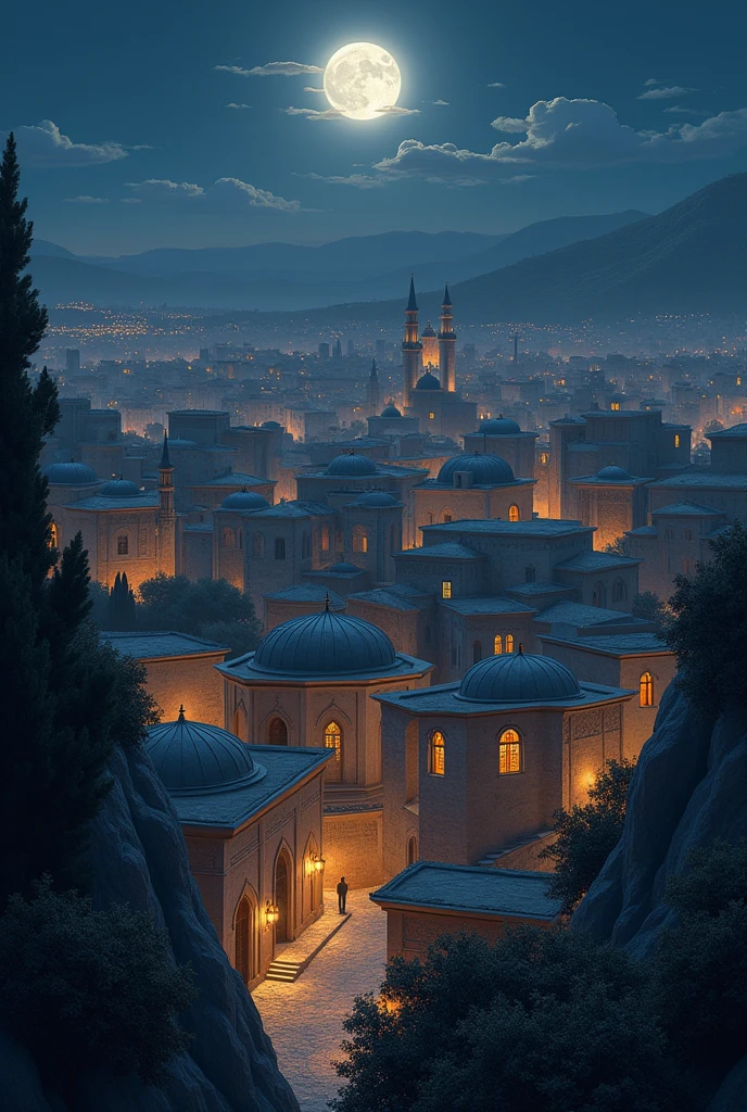 Create an image of Jerusalem at night
