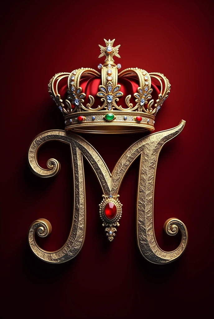 Generate an image of the letter 'm' with a crown that looks real