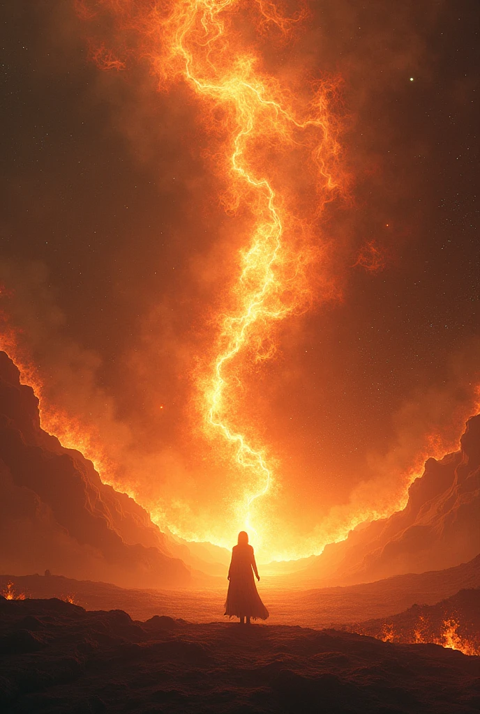 Generate the world from the space that is being set on fire in parts