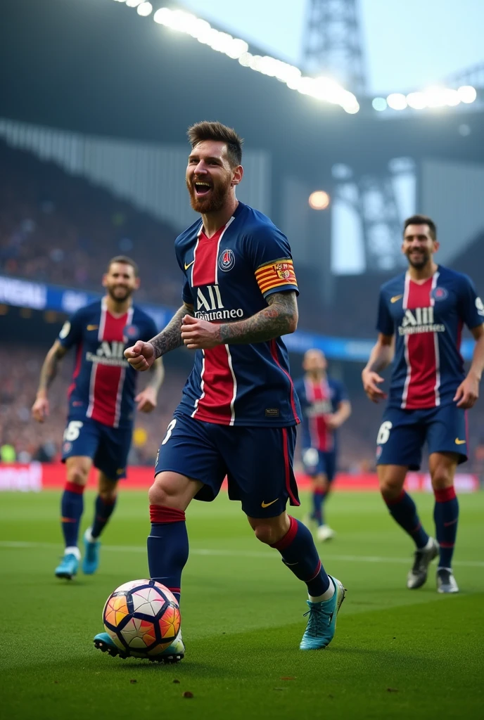 Messi's First Goal for Paris Saint-Germain