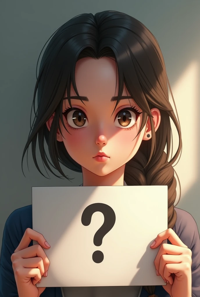 You make a questioning face and hold up a sign with the question to the camera..