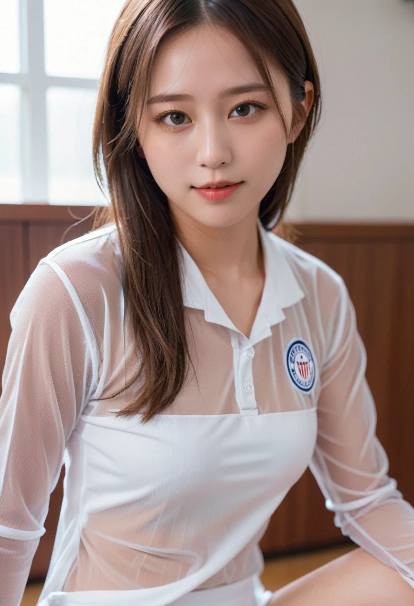 Playing around in a sexy see-through uniform、Women's Soccer Players、Olympic、See-through nipples、プレーしている