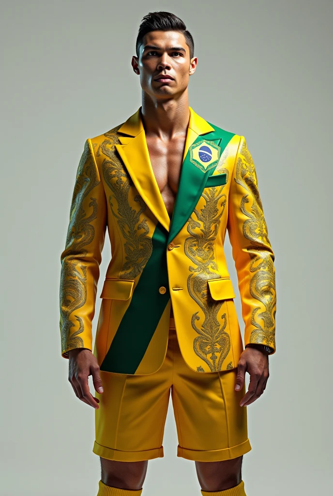 Create a Cristiano Ronaldo figure wearing the Capitão Pátria suit.