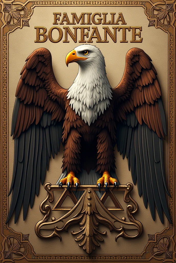 Coat of arms eagle Jewish characters Bonfante family , with the name FAMIGLIA BONFANTE registered 