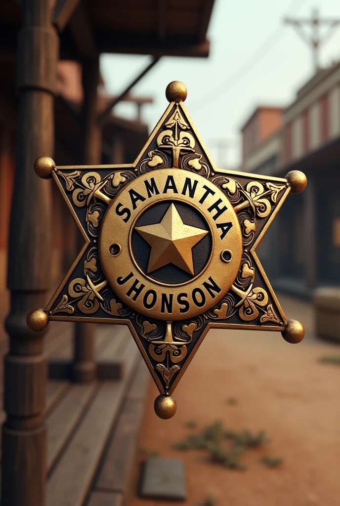 A Sheriff's badge with the owner's name being Samantha Jhonson
