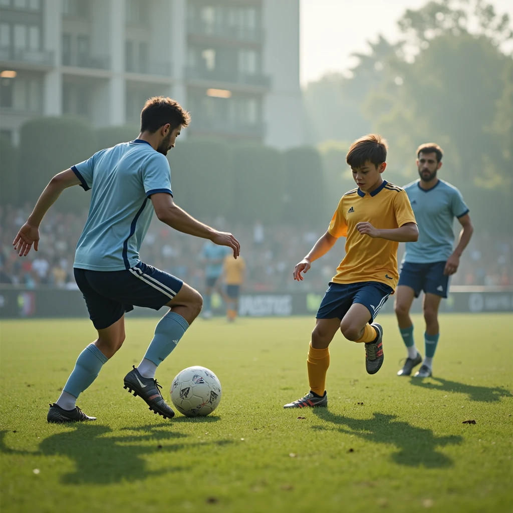 The soccer balls are playing soccer with humans as the balls.