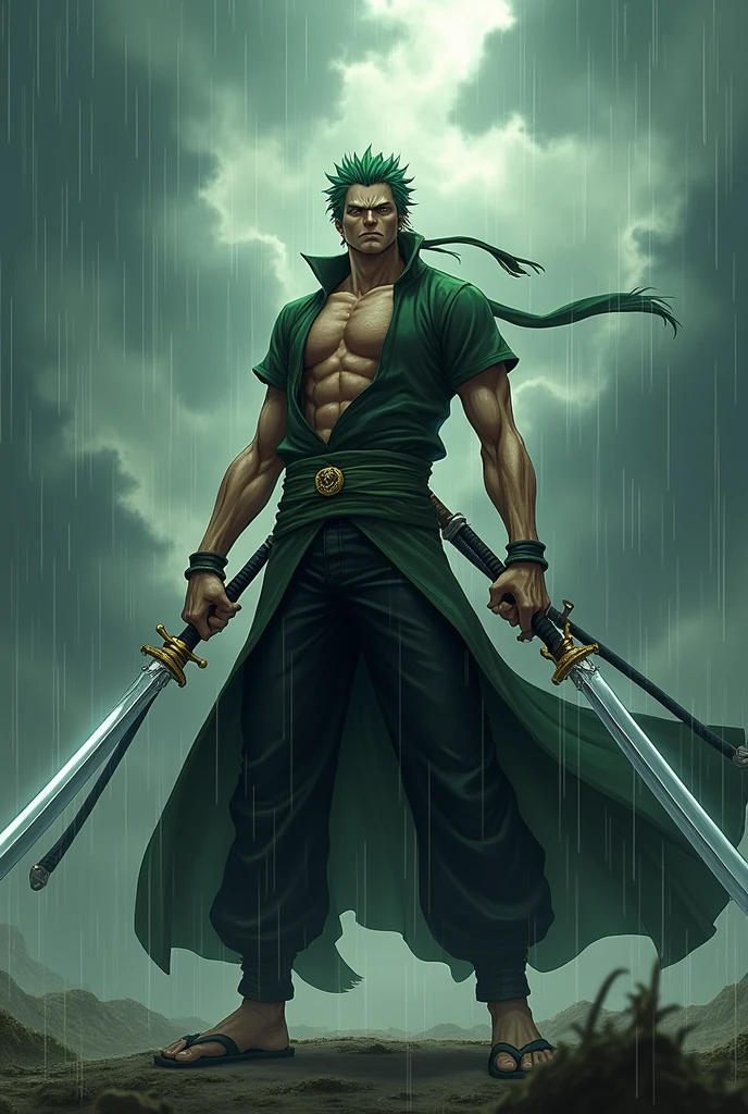 Zoro from One Piece with the 3 swords
