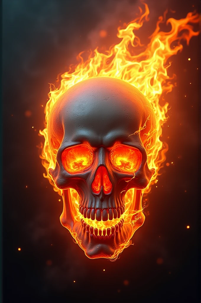 Flaming human skull logo 