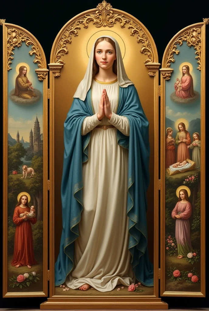 Write a review of the Virgin Mary on a triptych 