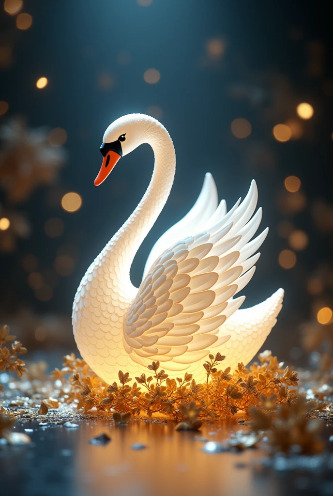 Make me a kpop lightstick with a white SWAN with some golden things