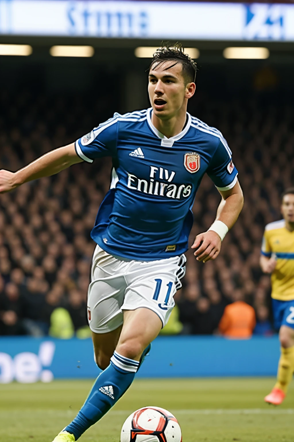 A footballer named Andy, wearing the number 10, dribbles past everyone and scores a goal.