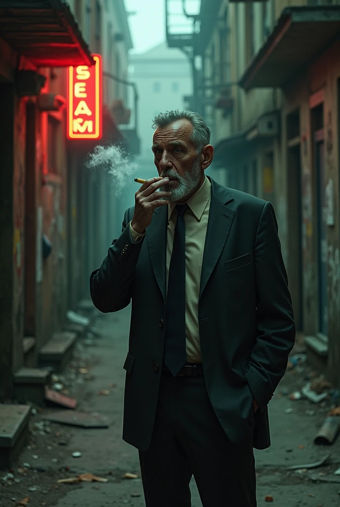 Old gangster smoking ????????? in a ghetto
