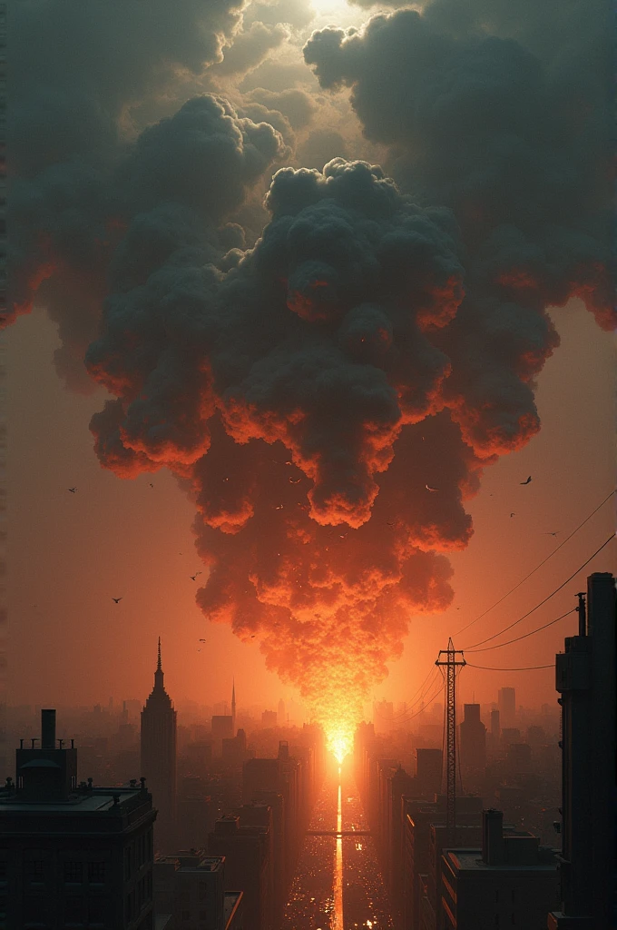 a huge nuclear explosion, manhattan, chaos, panic, epic realistic, faded, neutral colors, (hdr), ((((muted colors)))), (intricate), artstation, hyperdetailed, cinematic, warm lights, dramatic light, intricate details, complex background, dark