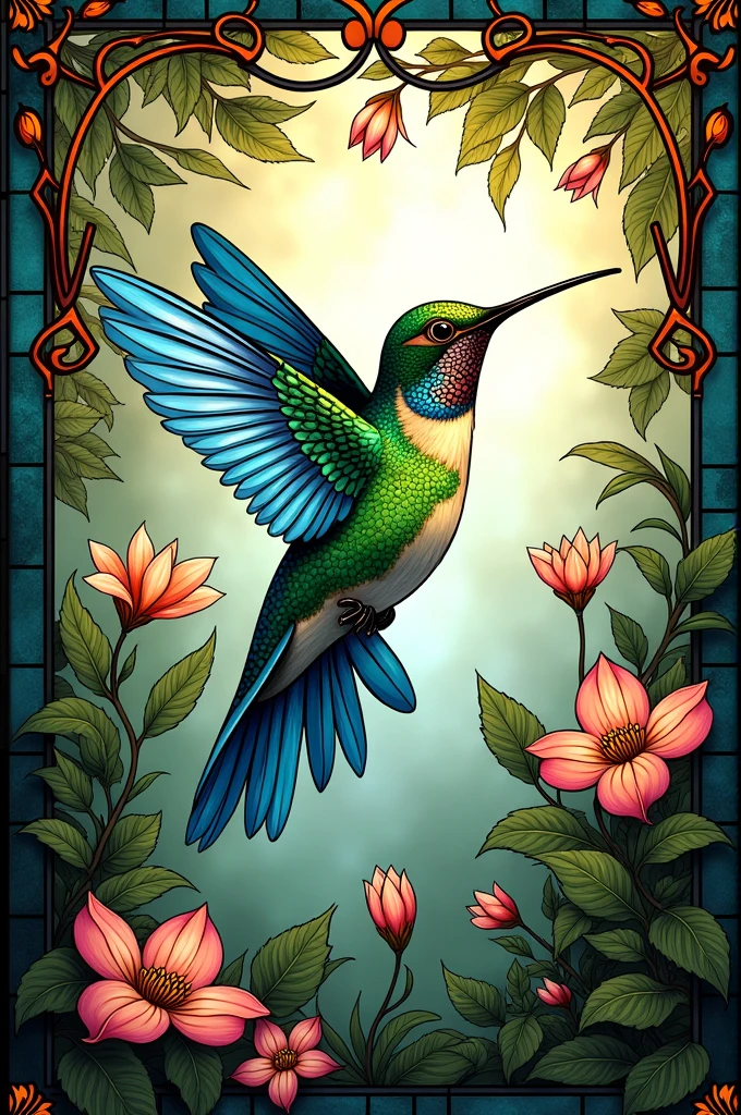 Hummingbird stained painting
