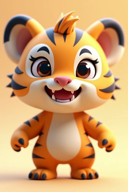 A small Chibi baby humaniod creature.
 Appearance: a saber tooth tiger.
 Style : cel shaded , 3d , anime, Full-body,  t pose.
This is a digimon 