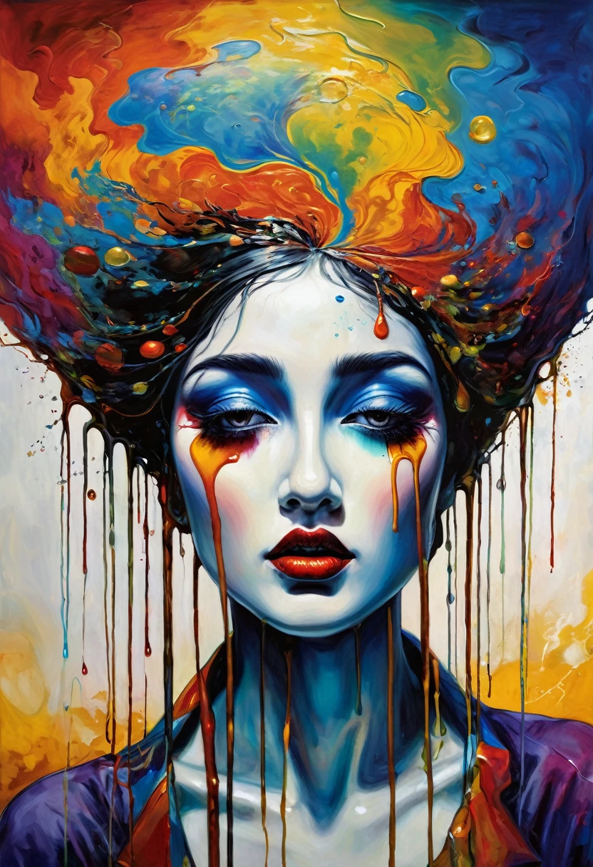 (Artistic Masterpiece of Romantic Life) ( (Themed Art of Life) ( (Conceptual Art) (NFT Exclusive) (Fauvism Work) ()”) Where visual poetry transcends traditional boundaries and embraces the dynamic interplay between creativity and technology Takes),dripping paint,darkart,style, in the style of esao andrews