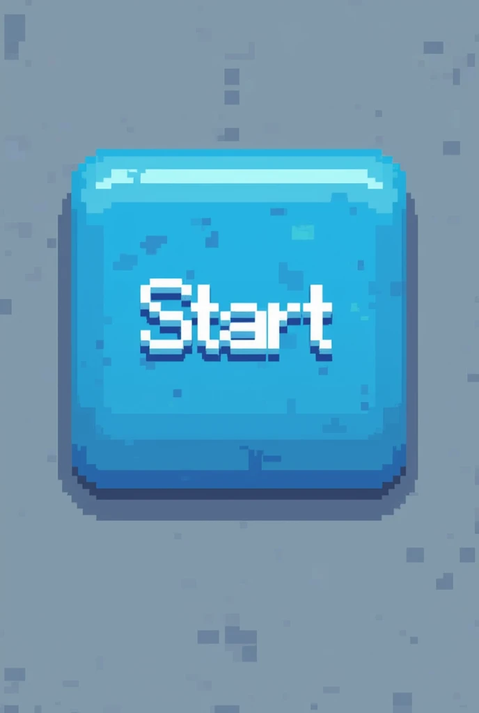 Create a pixel art image of a button for a game. The button must be rectangular, with rounded edges and a blue main color. In the center of the button, there should be a 'Start' text in Portuguese,in a white pixelated font. The style must be retro, with a slight shadow to give the feeling of depth. The image must be in low resolution, how 32x32