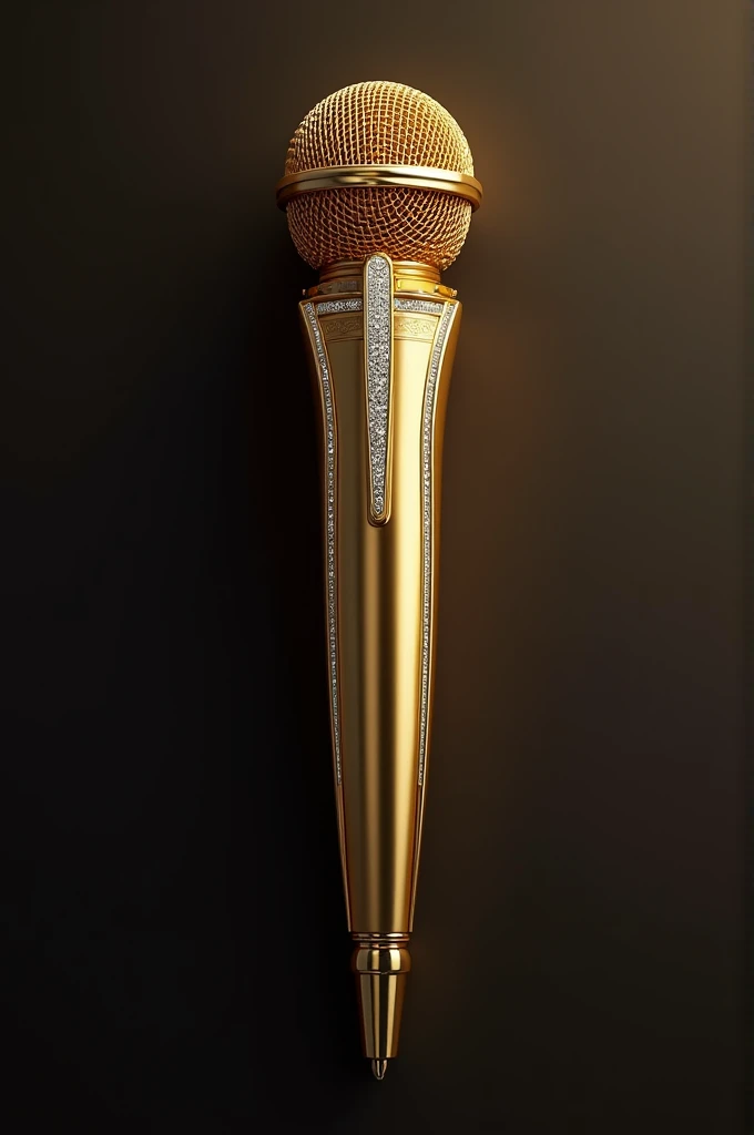 Gold and diamond mic look like pen jewelry design