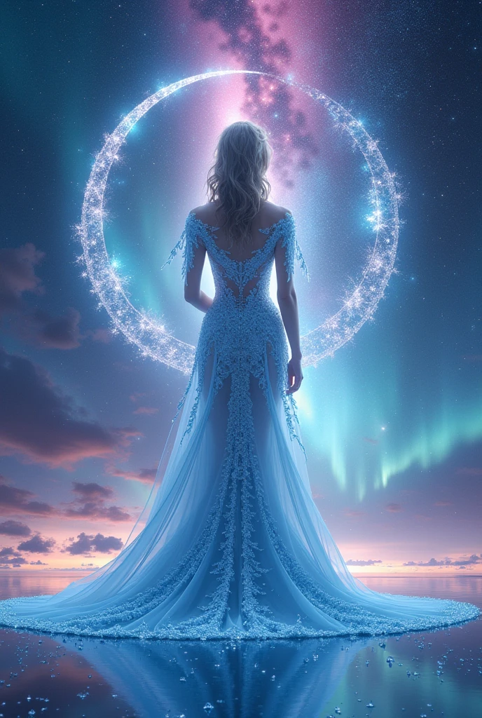 Miss Universe background with stars, diamonds and auroras 

