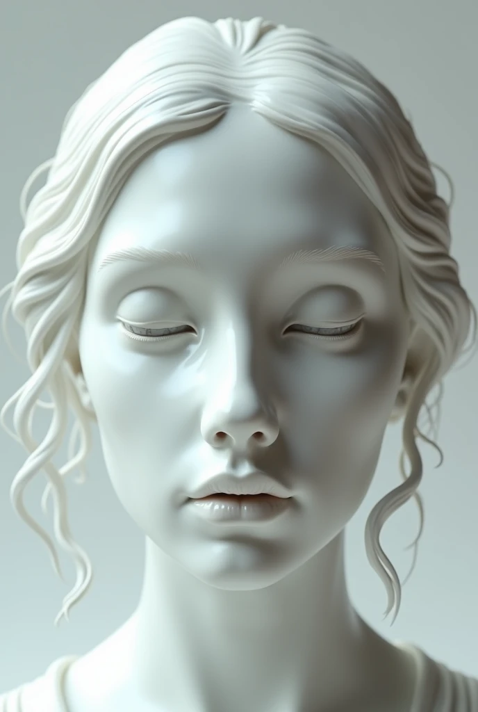Porcelain mask with a sad female face