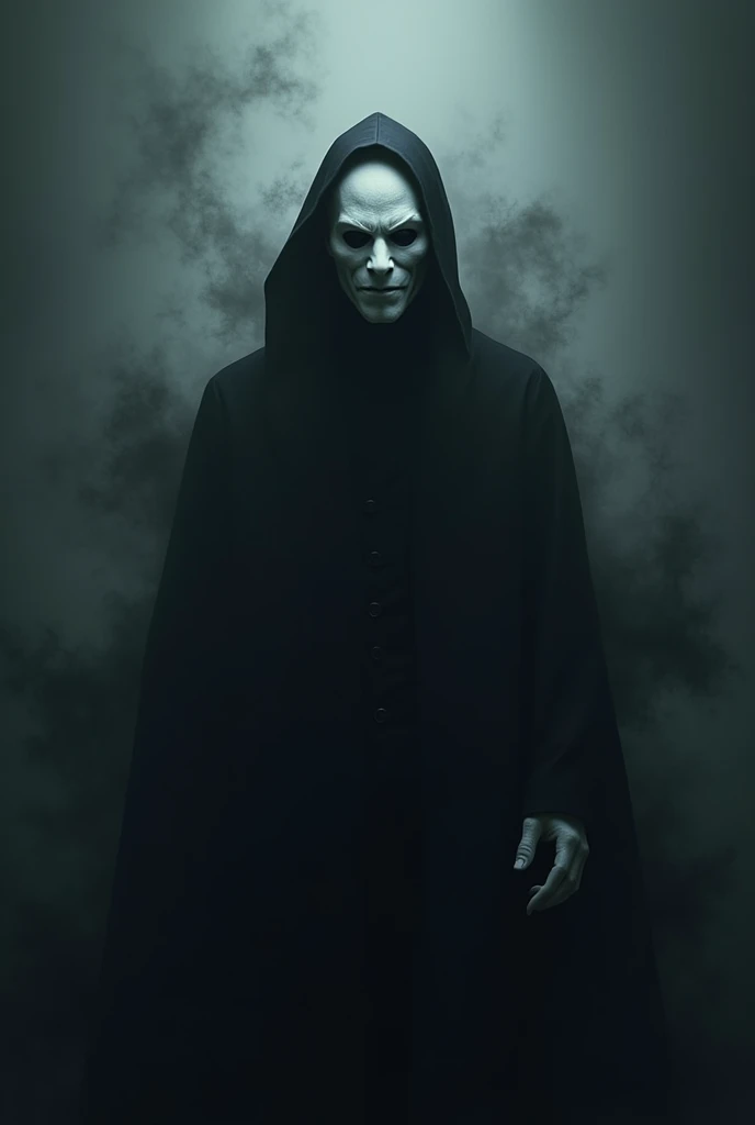 A white man with a mask and black aura