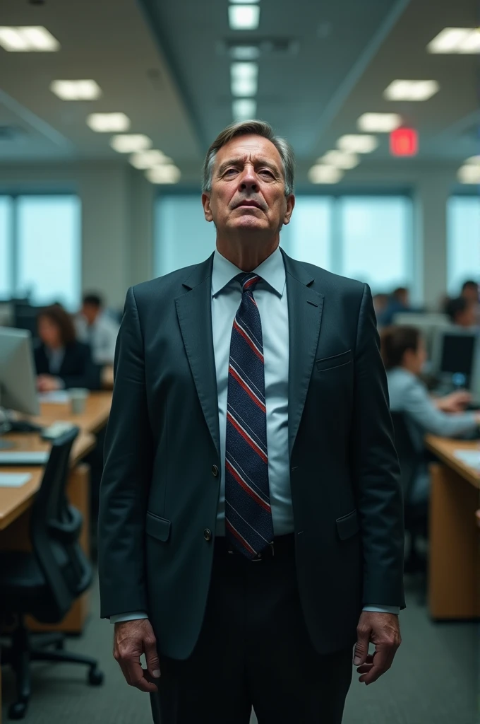 Make a secretary man crying because his briefcase was stolen but he still has to work
