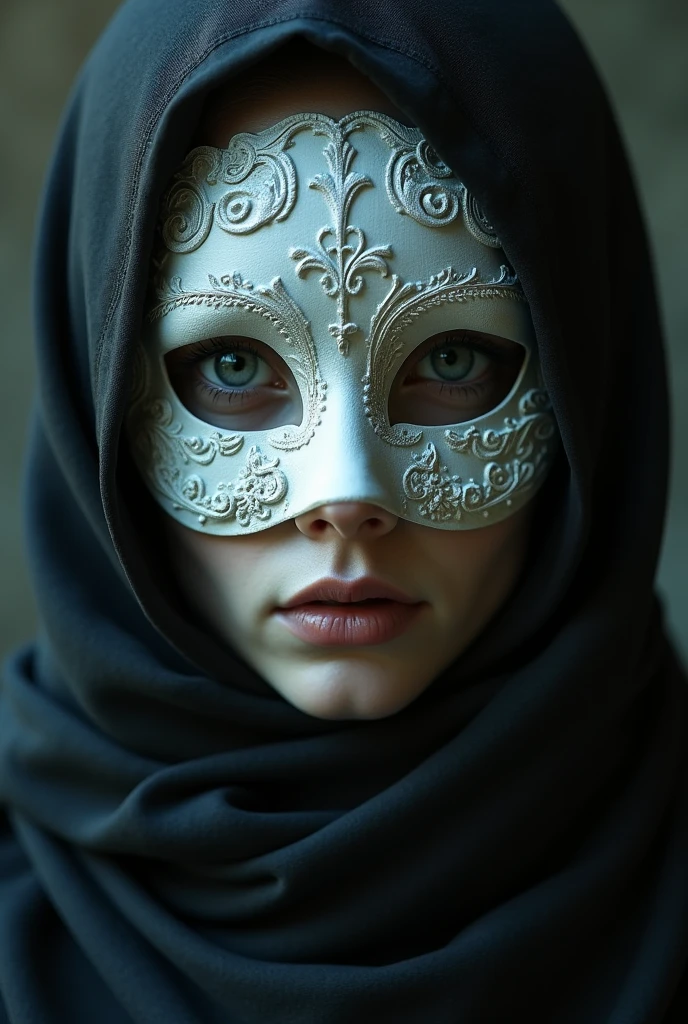 Woman with a sad opera mask