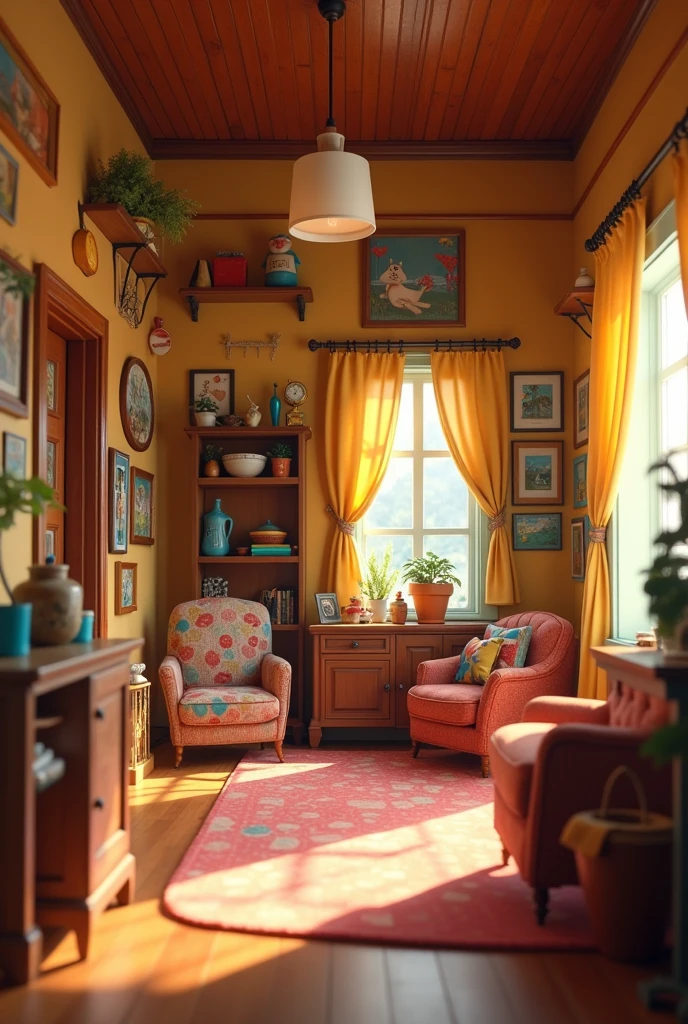 A Pixar-style home environment