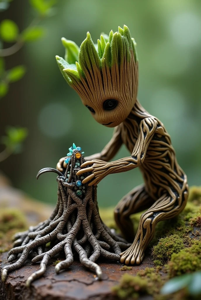 Groot watering the roots jewelry design piece
